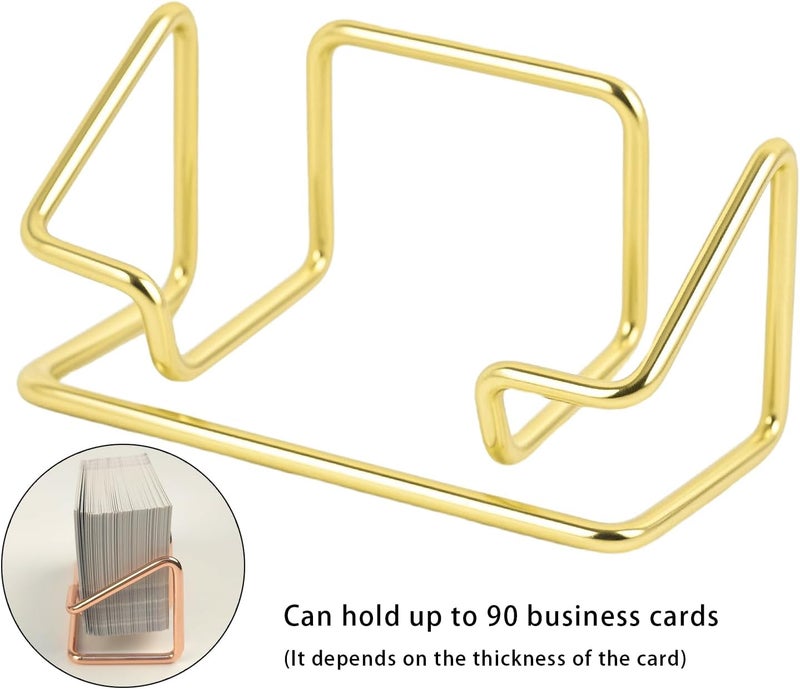 DMFLY Business Card Holder for Desk, Metal Cute Card Display Stand, Compatible with Various Countertops, Horizontal Gold - Image 2